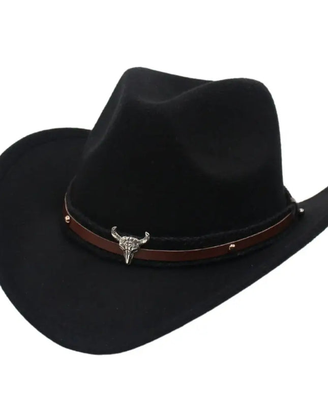 Western Cowboy Hat – Jazz Knight felt hat with bull-shaped décor