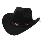 Western Cowboy Hat – Jazz Knight felt hat with bull-shaped décor-HighTouch