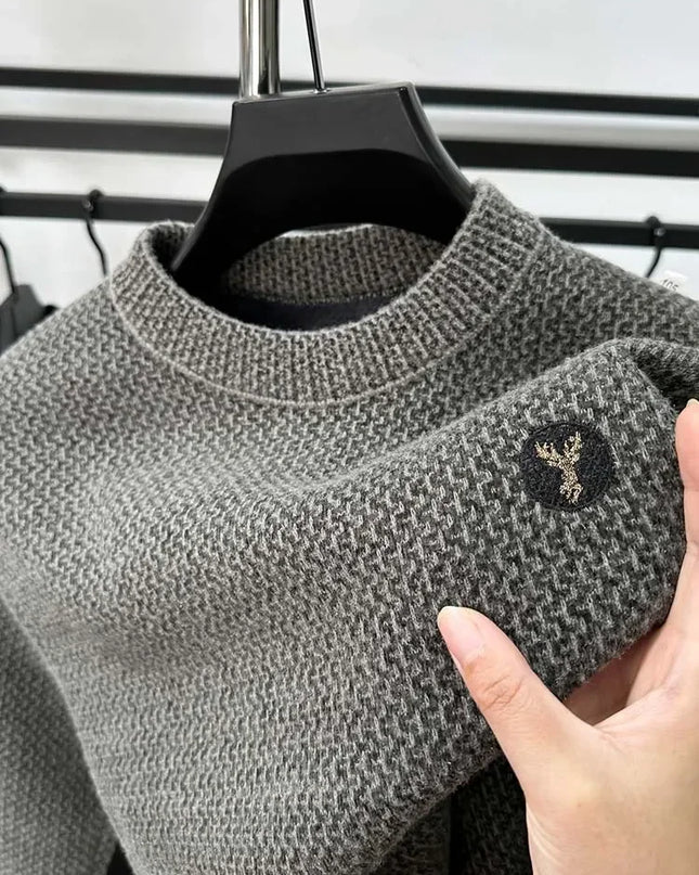 Embroidered Plush Sweater Men