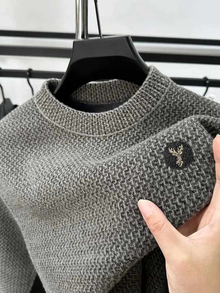 Embroidered Plush Sweater Men