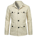 Retro British Linen Safari Jacket for Men-HighTouch