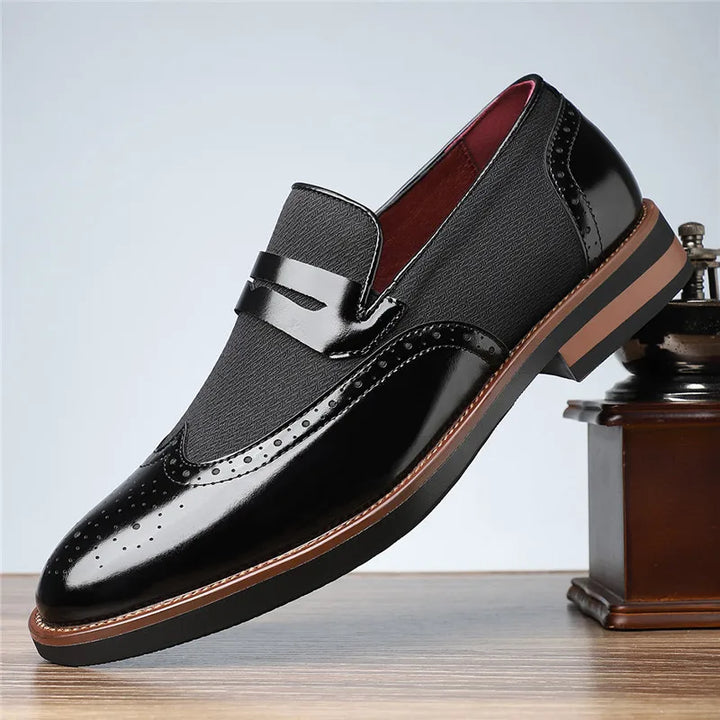 Men's Wingtip Leather Hybrid Loafers | Casual Dress Slip-On Shoes