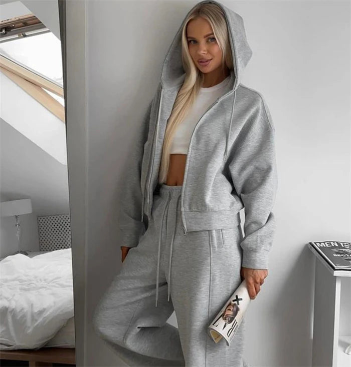 Women’s Zip-Up Hoodie & Pants Set-HighTouch