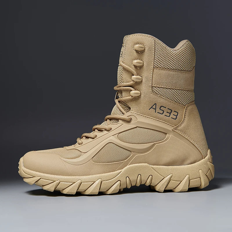 Men’s High-Quality Leather Tactical Safety Boots-HighTouch