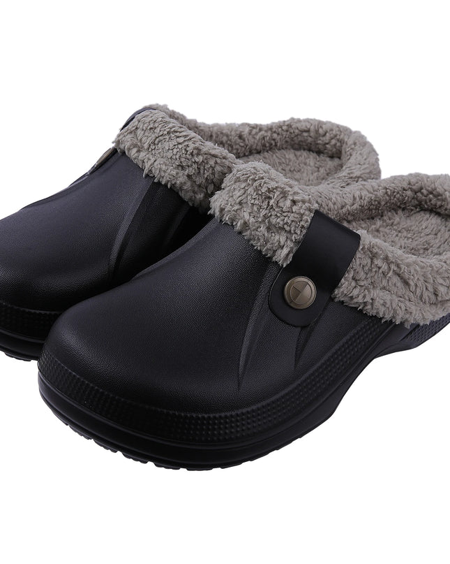 Fuzzy EVA Clogs Unisex – Waterproof Warm Plush Winter House & Garden Slippers