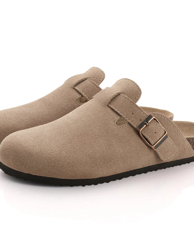 Women’s Cork Slippers with Arch Support – Comwarm Suede Non-Slip Clogs