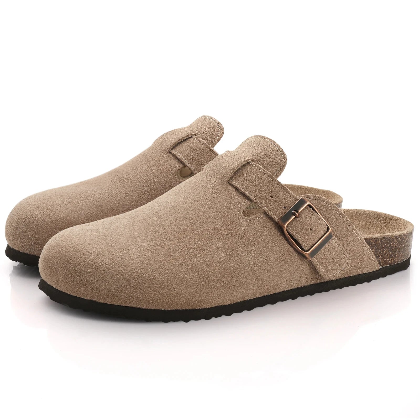 Women’s Cork Slippers with Arch Support – Comwarm Suede Non-Slip Clogs