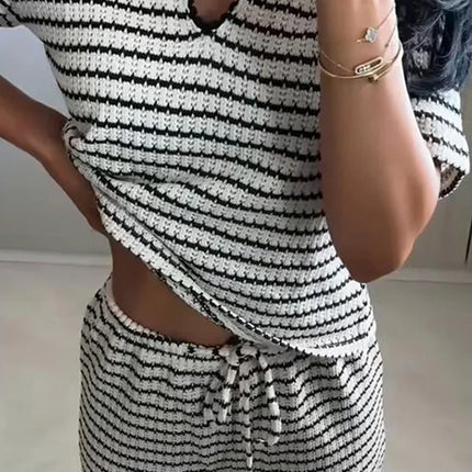 Women’s Knit Striped Pullover & Pants Set