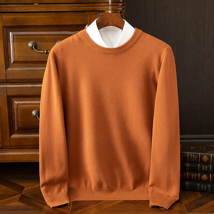 Men’s Merino Wool Sweater Premium Long Sleeve Knit Pullover-HighTouch