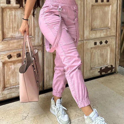 Women’s High-Waist Street Cargo Pants – Loose Wide-Leg Trousers with Pockets