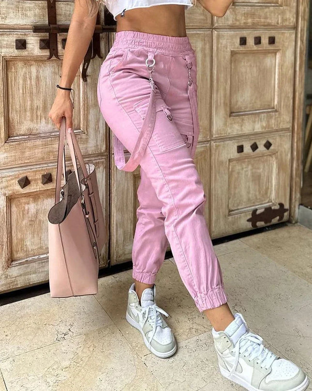 Women’s High-Waist Street Cargo Pants – Loose Wide-Leg Trousers with Pockets