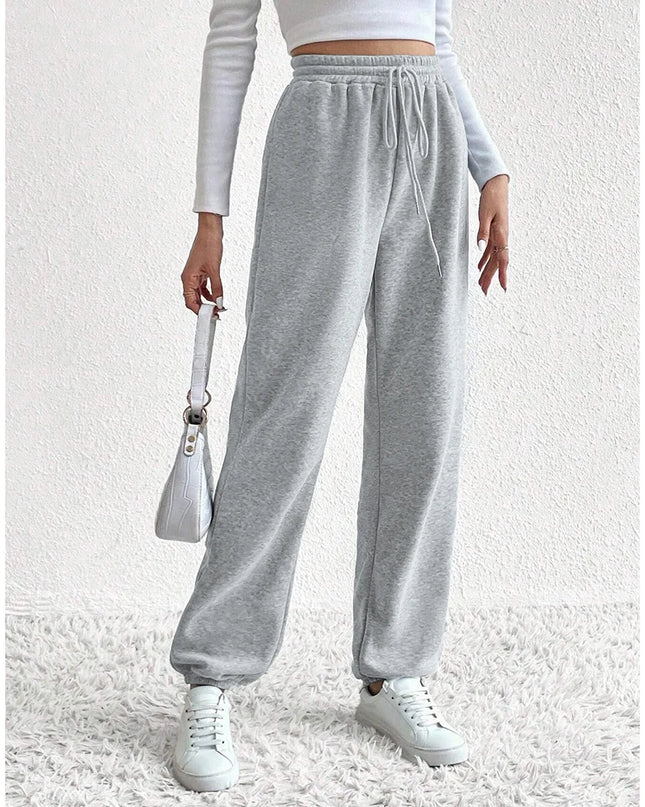 Mia Muse High-Waist Ankle Sporty Pants – All‑Season Solid Casual Trousers