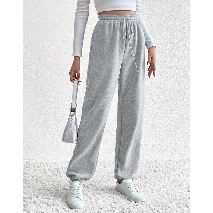 Mia Muse High-Waist Ankle Sporty Pants – All‑Season Solid Casual Trousers-HighTouch