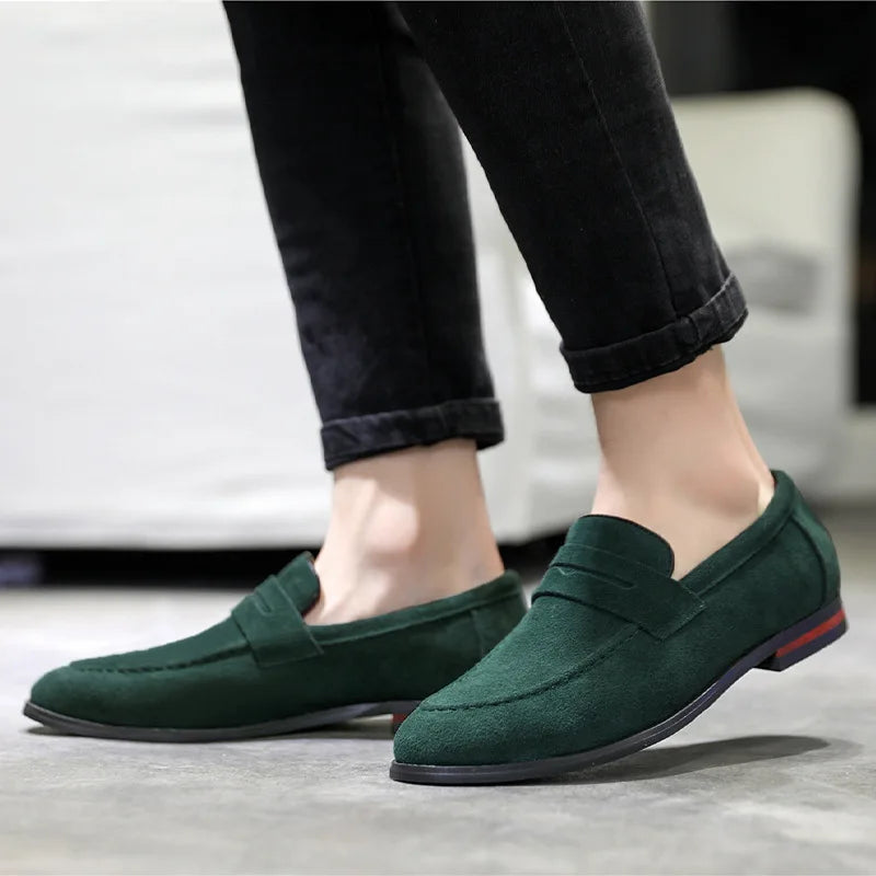 Men’s Suede Slip-On Loafers-HighTouch