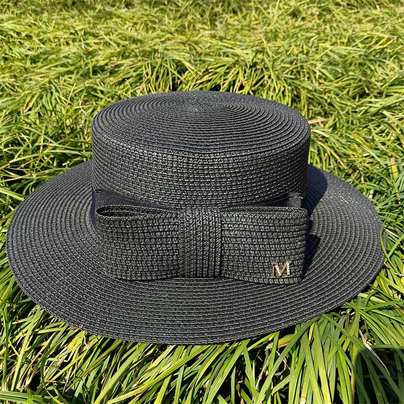 Adjustable Flat‑Top Yellow Straw Fedora-HighTouch