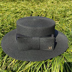 Adjustable Flat‑Top Yellow Straw Fedora-HighTouch