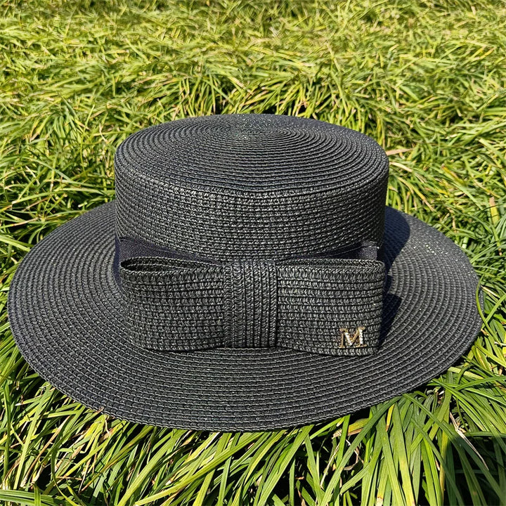 Adjustable Flat‑Top Yellow Straw Fedora-HighTouch