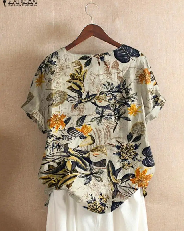 ZANZEA Floral Cotton Tunic – Summer Casual Caftan Top