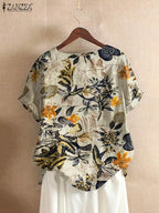 ZANZEA Floral Cotton Tunic – Summer Casual Caftan Top-HighTouch