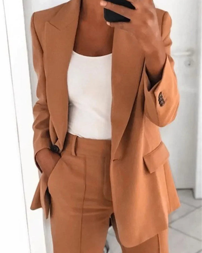 Plus-Size Women’s Casual Blazer S–5XL – Long Sleeve Solid Work Jacket