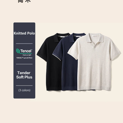 SIMWOOD | 14-Gauge Knit Short Sleeve Polo T-Shirts Men Tops