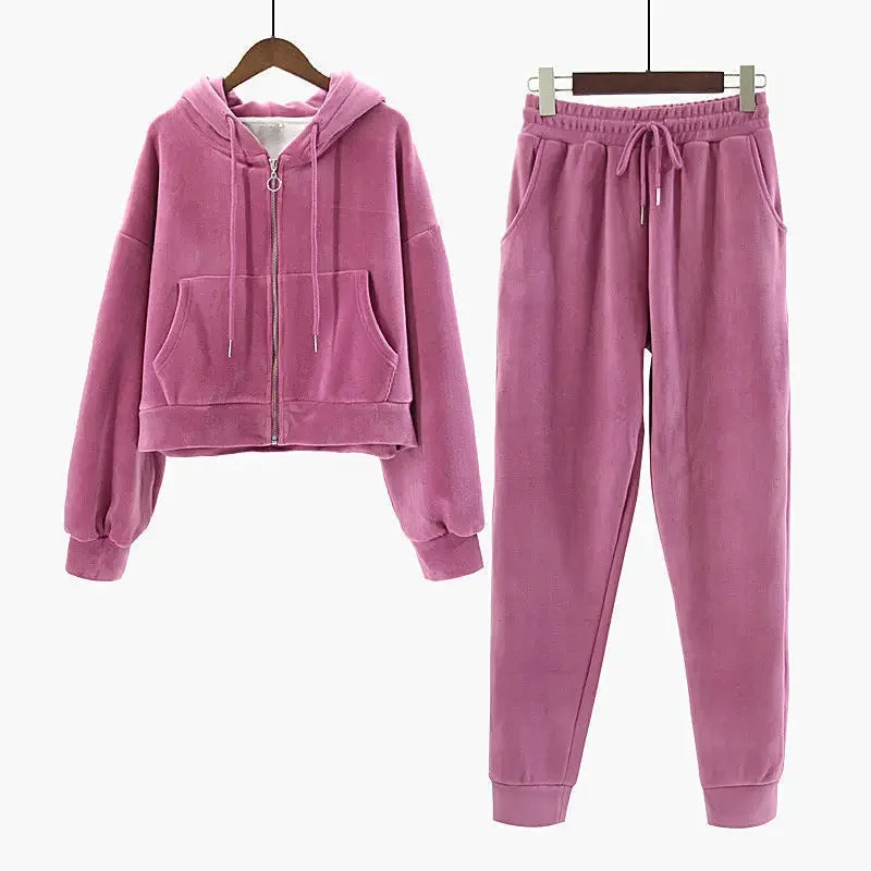 Women’s Fleece-Lined Zip-Up Lounge Set