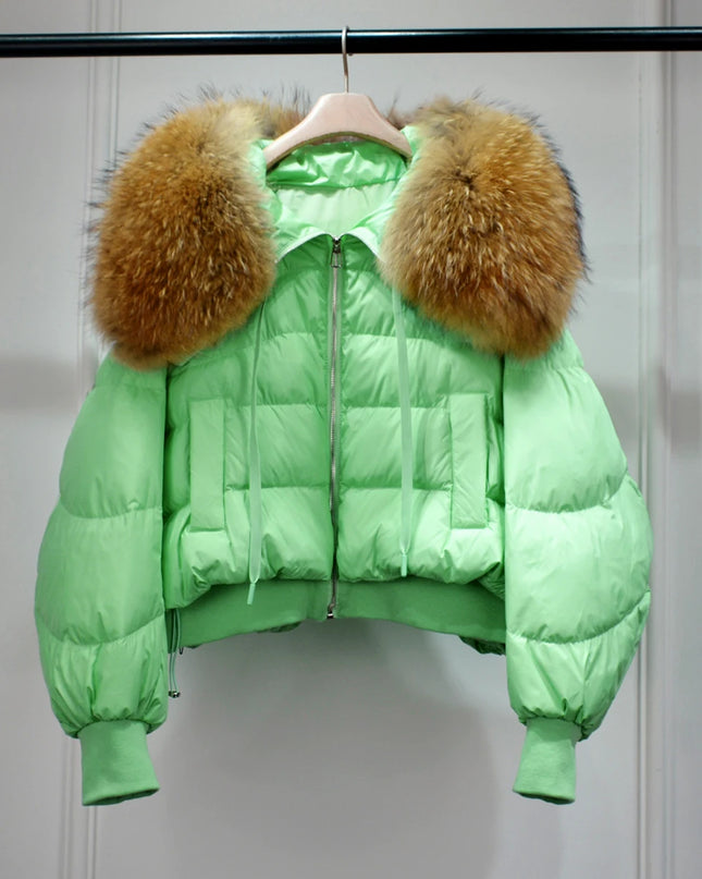 Short White Duck Down Parka Women