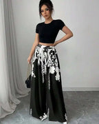 Women's Tropical Print Wide-Leg Pant