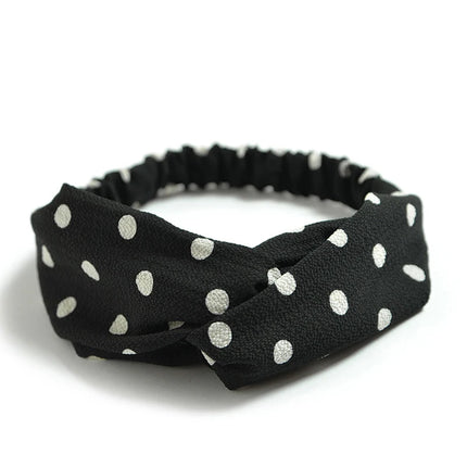 Vintage Boho Printed Cross Turban Headband – Wide Stretchy Fabric Band