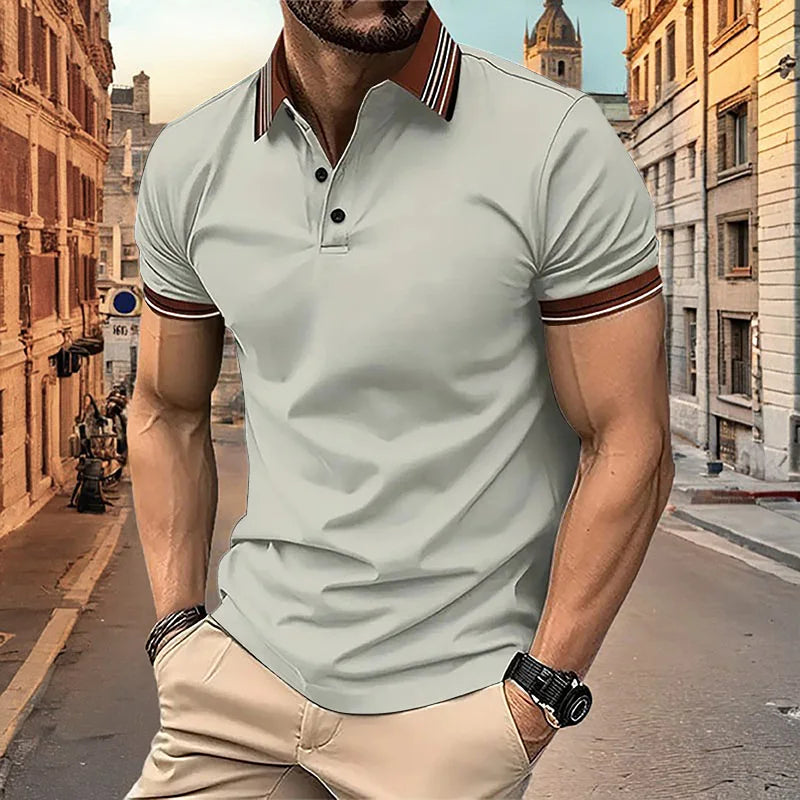 Lightweight Men’s Summer Polo – Breathable, Button-Collar Casual Top