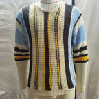Breathable Striped Hollow Knit Summer T-Shirt for Men-HighTouch