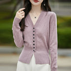 Soft Knit V-Neck Cardigan Sweater for Women-HighTouch