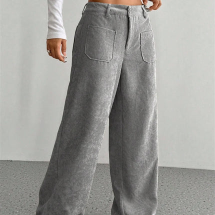 High-Waist Wide-Leg Corduroy Trousers