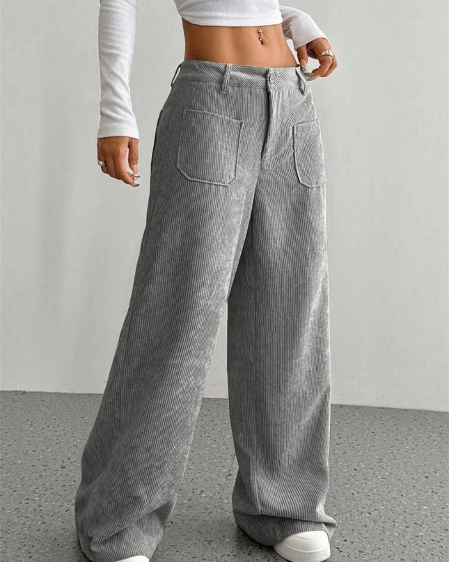 High-Waist Wide-Leg Corduroy Trousers