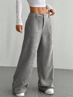 High-Waist Wide-Leg Corduroy Trousers-HighTouch