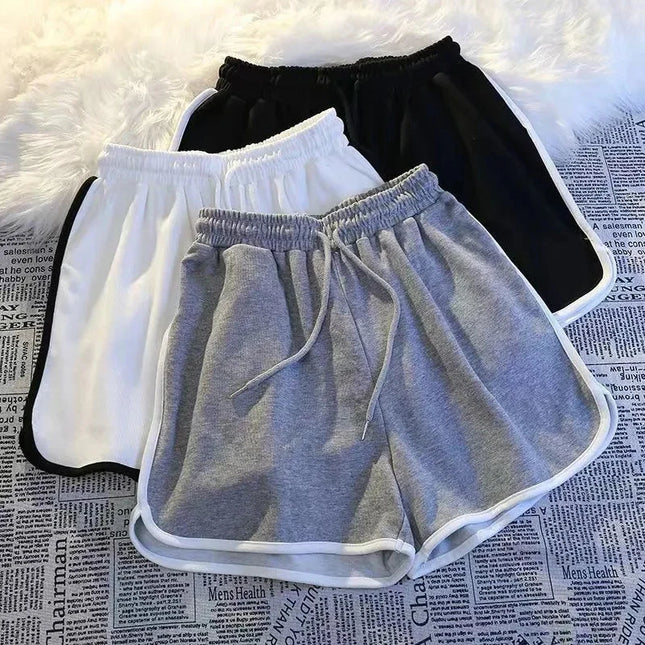 Korean-Style Striped Wide-Leg Sports Shorts – Loose for Summer