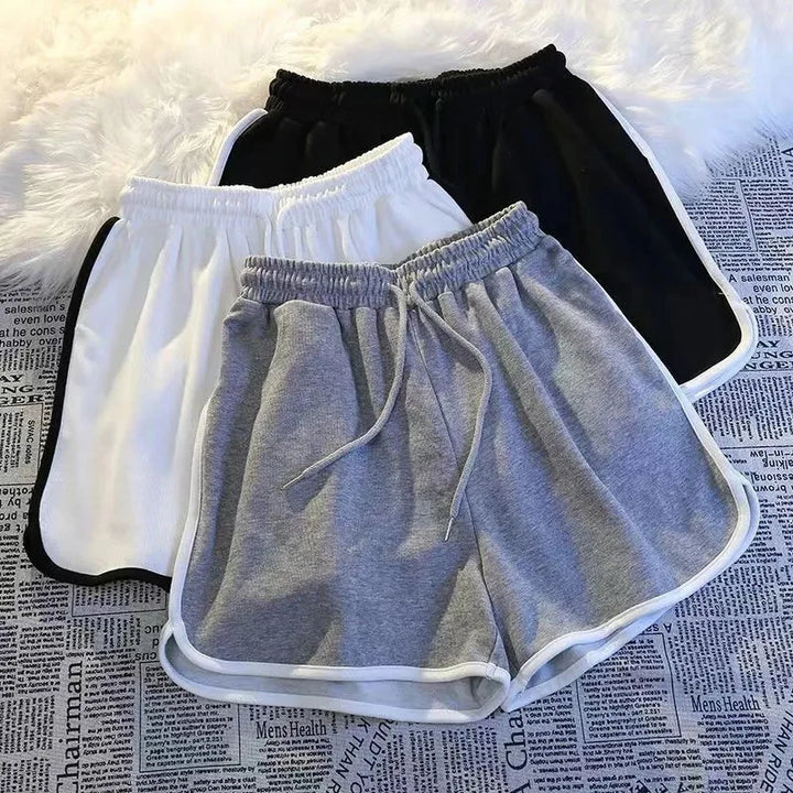 Korean-Style Striped Wide-Leg Sports Shorts – Loose for Summer-HighTouch