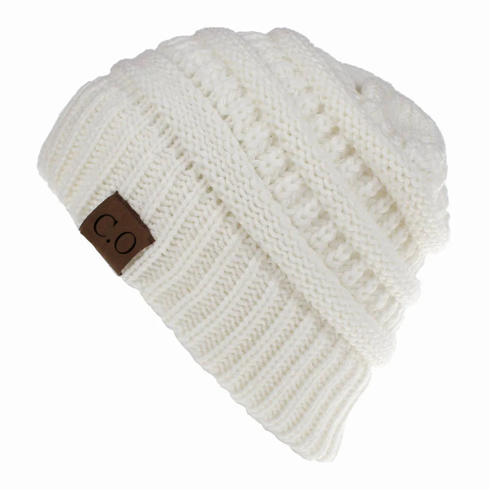 Soft Stretch Knit Messy Bun Beanie