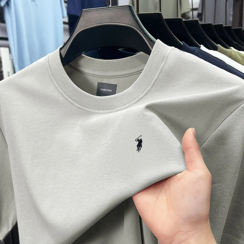 Hoogwaardige Geborduurde Katoenen T-shirt met Ronde Hals – Luxe Informele Zomerstijl