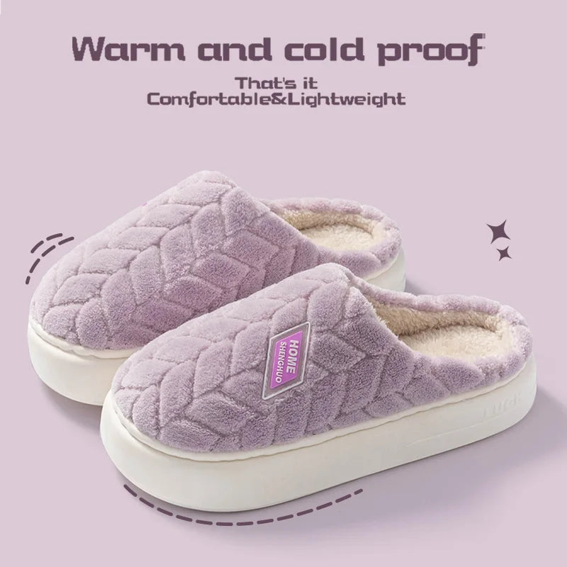Cotton Plush Women’s Indoor Slippers – Anti-Slip Soft-Bottom Warm Winter Home Footwear
