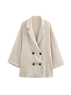 Women’s Double-Breasted Blazer & Wide-Leg Trousers Set-HighTouch