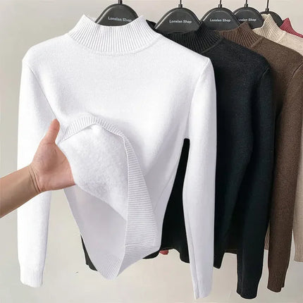 Fleece Half-Turtleneck Sweater – Cozy Knit Pullover for Autumn & Winter