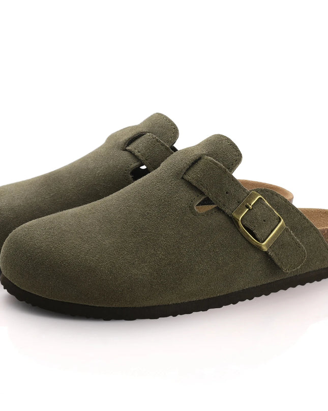 Women’s Cork Slippers with Arch Support – Comwarm Suede Non-Slip Clogs