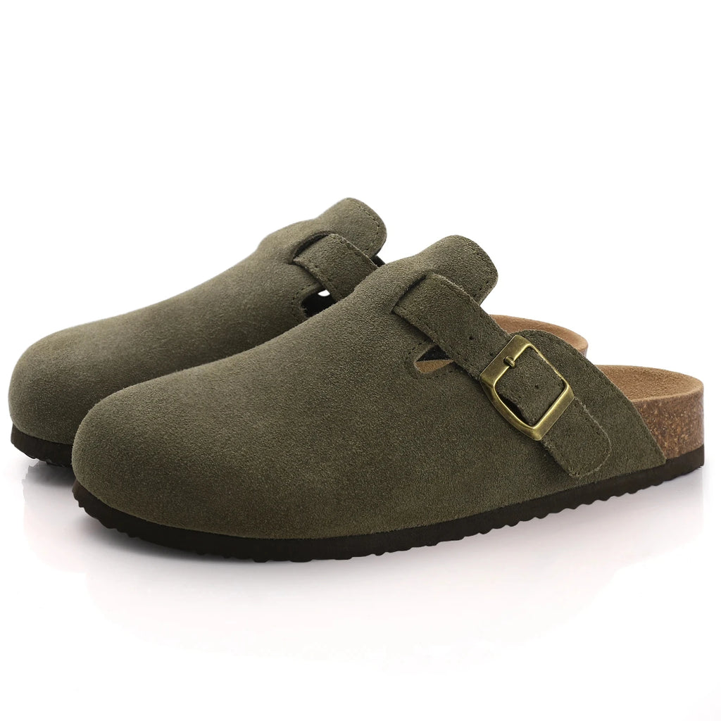 Women’s Cork Slippers with Arch Support – Comwarm Suede Non-Slip Clogs-HighTouch