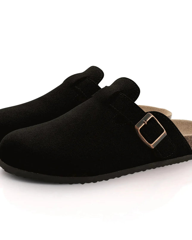 Women’s Cork Slippers with Arch Support – Comwarm Suede Non-Slip Clogs