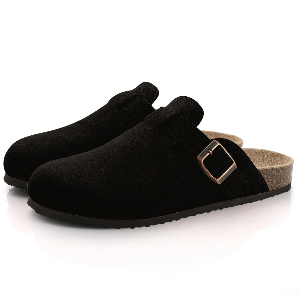 Women’s Cork Slippers with Arch Support – Comwarm Suede Non-Slip Clogs-HighTouch
