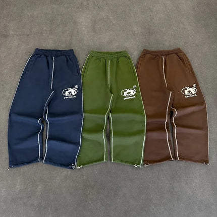 Streetwear Letter Embroidery Loose Sweatpants – Y2K Harajuku Wide-Leg Statement