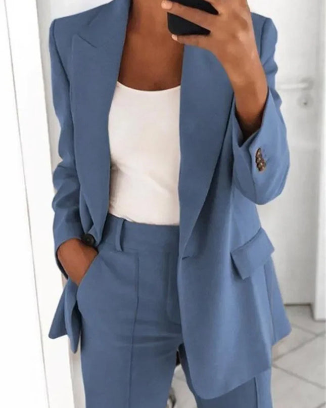 Plus-Size Women’s Casual Blazer S–5XL – Long Sleeve Solid Work Jacket