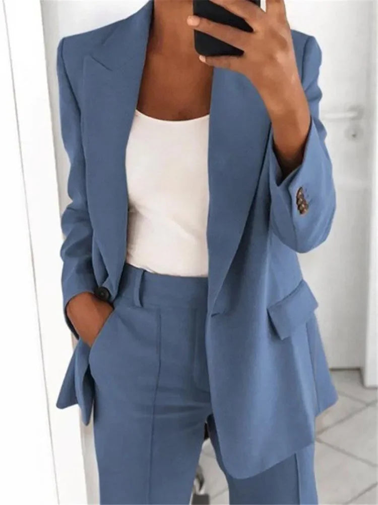 Plus-Size Women’s Casual Blazer S–5XL – Long Sleeve Solid Work Jacket-HighTouch
