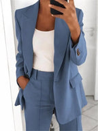 Plus-Size Women’s Casual Blazer S–5XL – Long Sleeve Solid Work Jacket-HighTouch